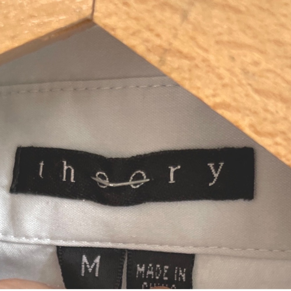 Theory Brit White Button‎ Down  3/4 Sleeve Shirt M - Picture 4 of 8